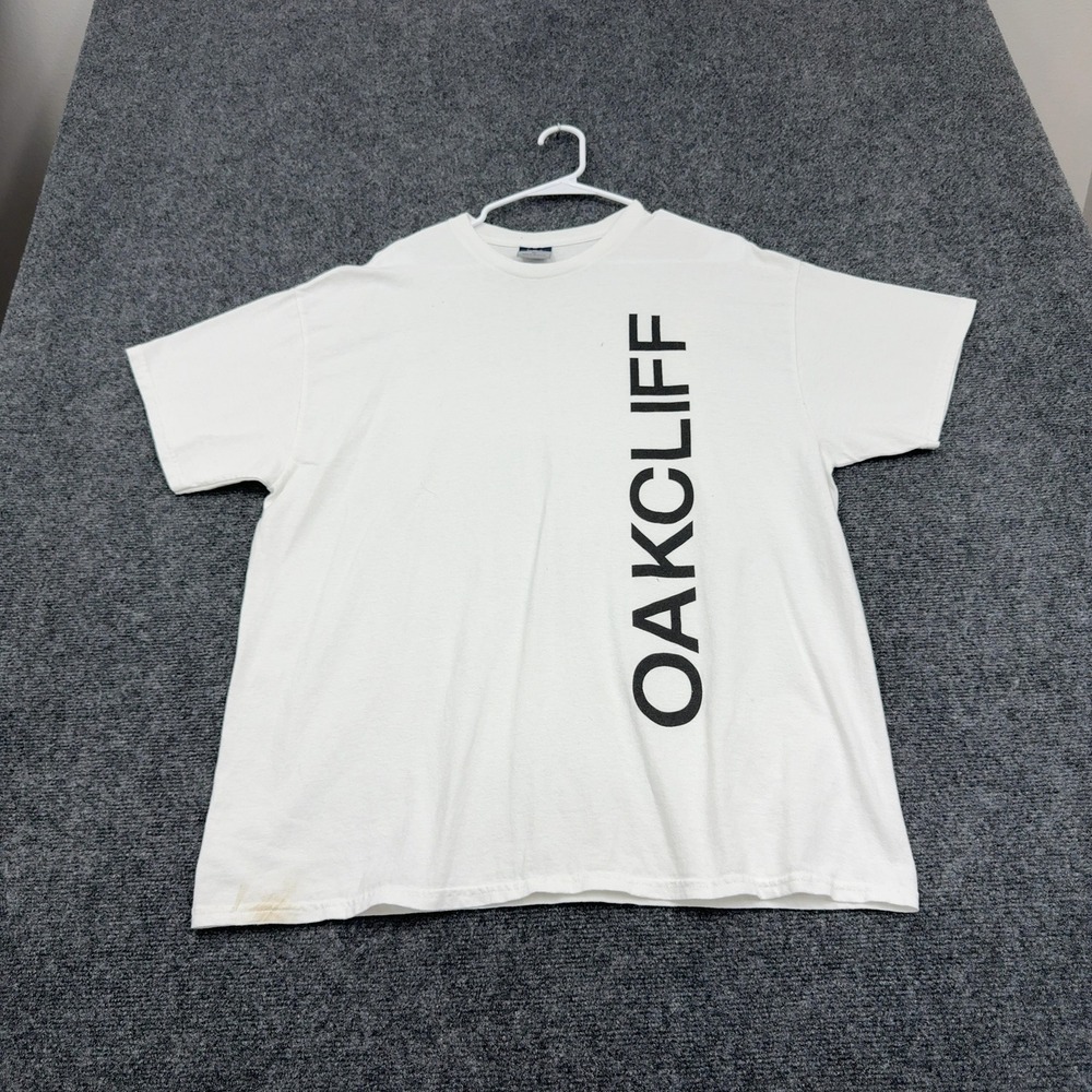 Oakcliff MV Sport T Shirt Men XL White Cotton Vertical Graphic Casual Streetwear